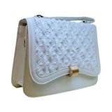 Embossed Shoulder Bag with Metal Accent Center - Glagil