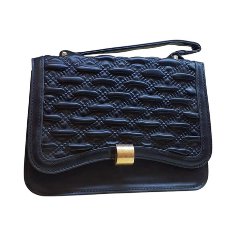 Embossed Shoulder Bag with Metal Accent Center - Glagil