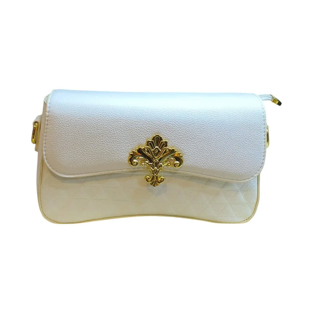 Small Leather Crossbody Bag with Gold Detailing - Glagil