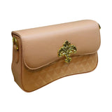 Small Leather Crossbody Bag with Gold Detailing - Glagil