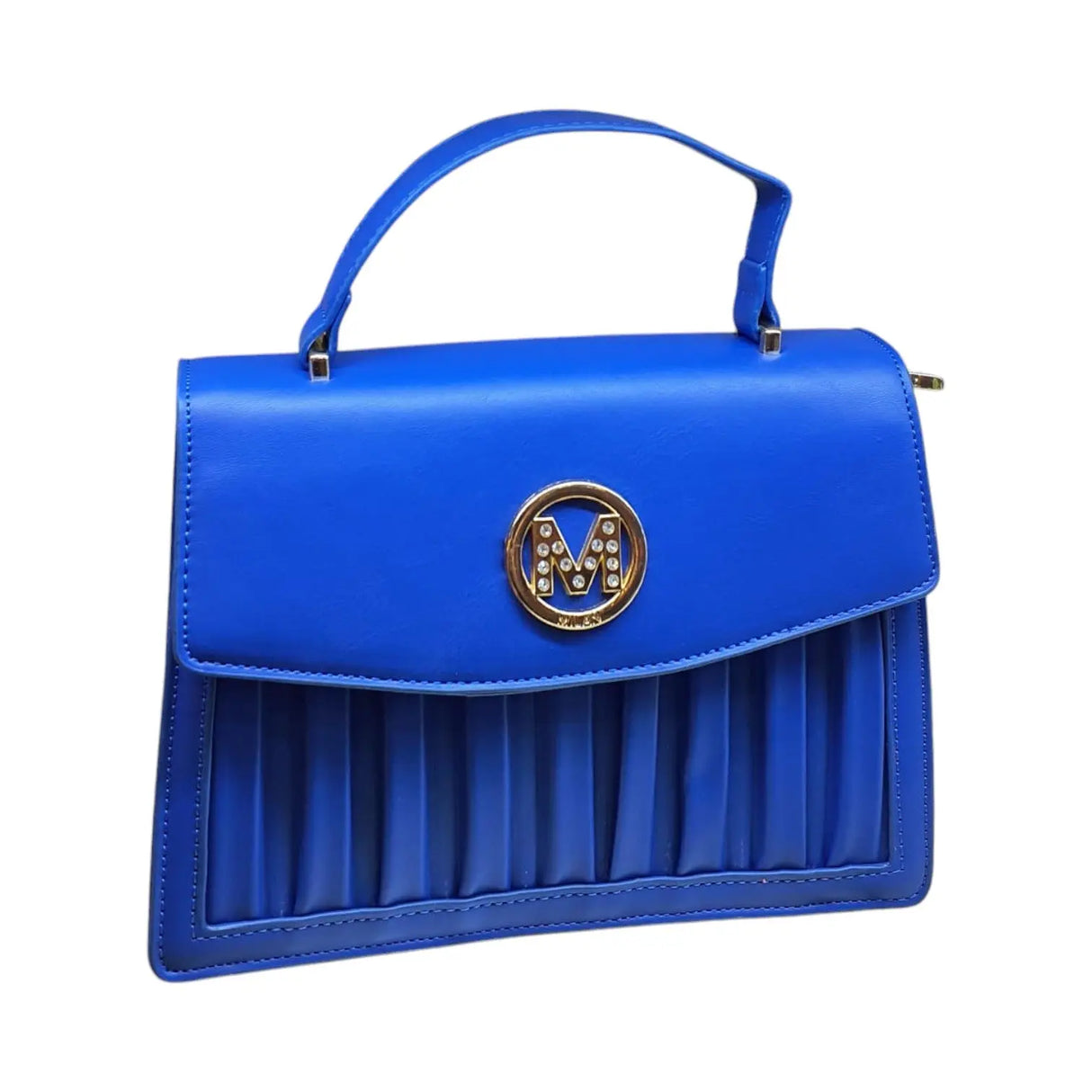 Pleated Shoulder Bag with "M" Logo - Glagil