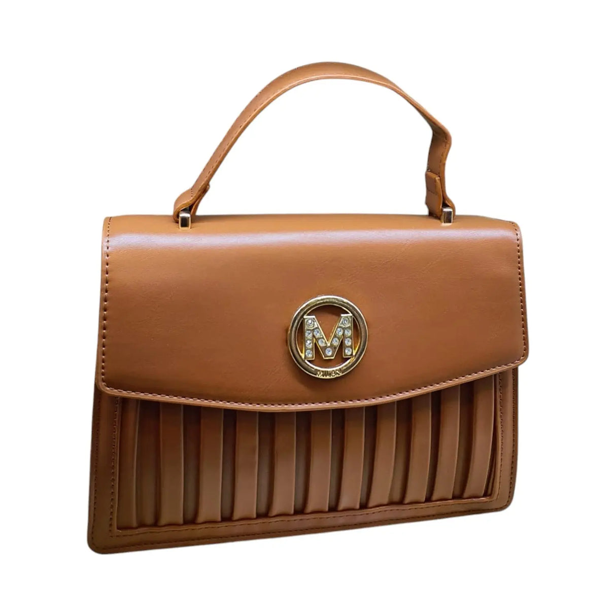 Pleated Shoulder Bag with "M" Logo - Glagil