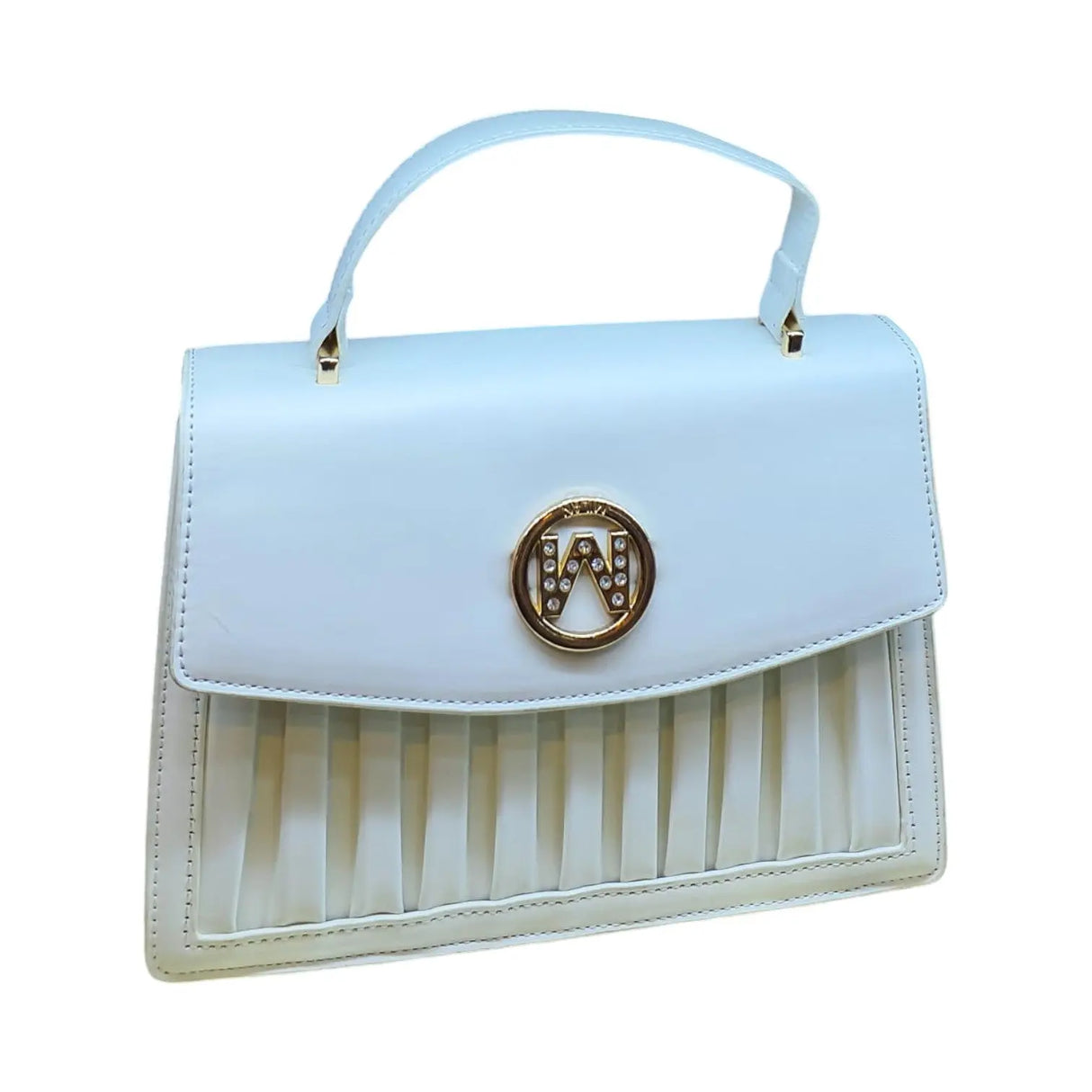 Pleated Shoulder Bag with "M" Logo - Glagil