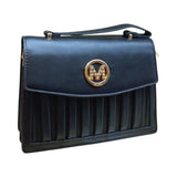 Pleated Shoulder Bag with "M" Logo - Glagil