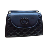 Quilted Crossbody Bag with Double Heart Accent - Glagil