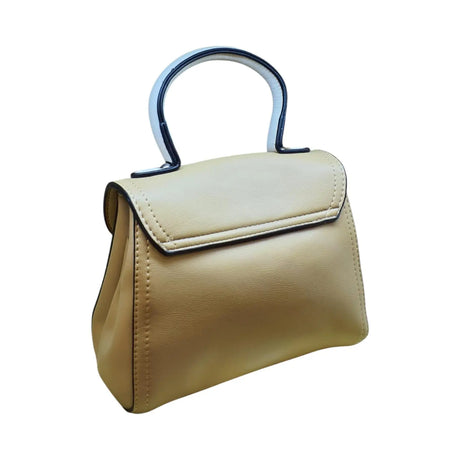 Handbag with White Handle and Buckle Accent - Glagil