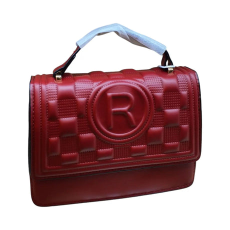 Embossed Handbag with Gold Chain Strap and "R" Logo - Glagil