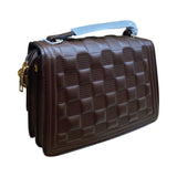 Embossed Handbag with Gold Chain Strap and "R" Logo - Glagil