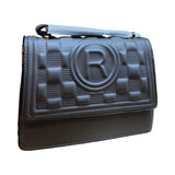 Embossed Handbag with Gold Chain Strap and "R" Logo - Glagil