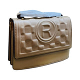 Embossed Handbag with Gold Chain Strap and "R" Logo - Glagil