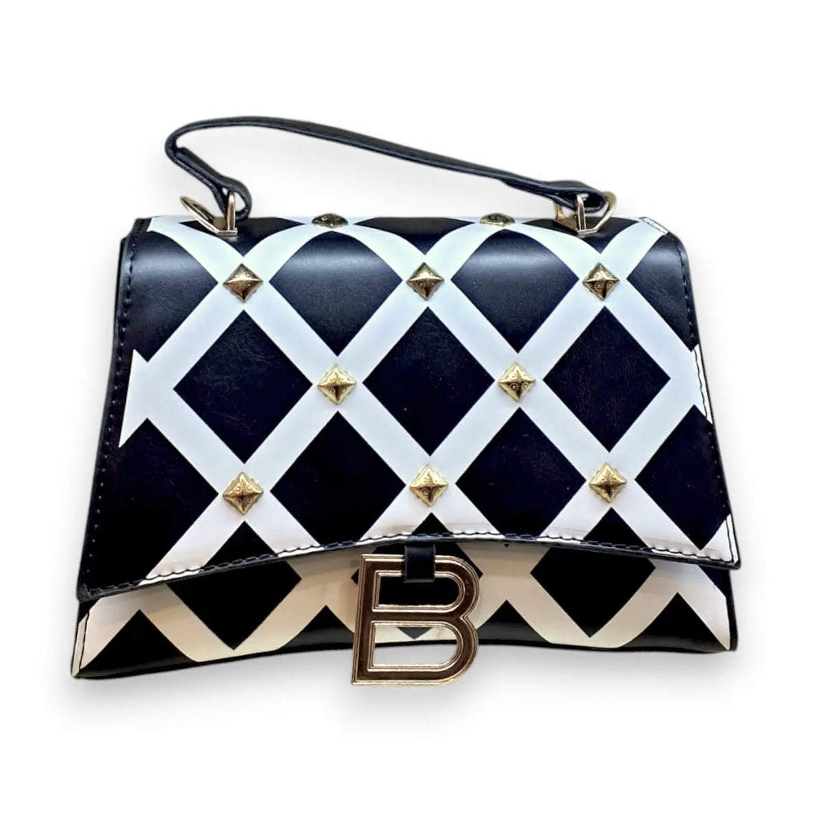 Checkered Shoulder Bag with "B" Logo - Glagil