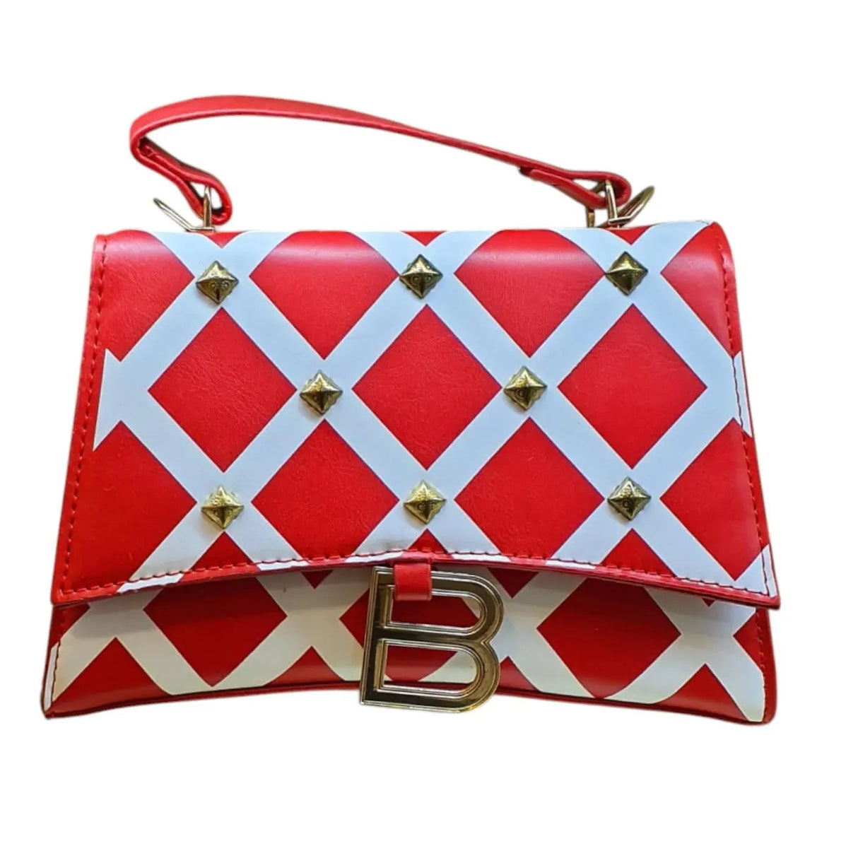 Checkered Shoulder Bag with "B" Logo - Glagil