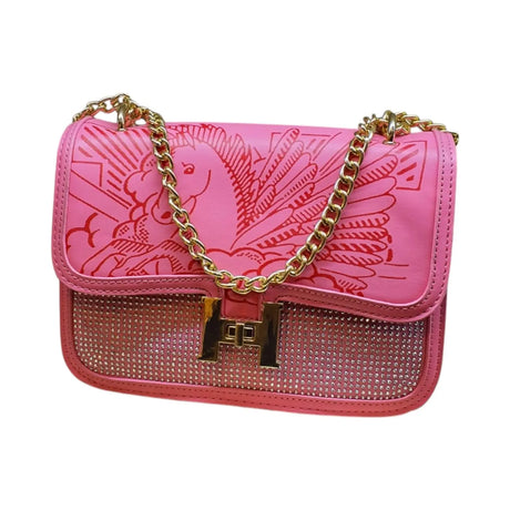 Embossed Crossbody Bag Horse Print with Gold Chain Strap - Glagil