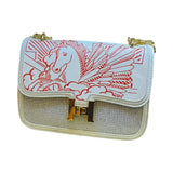 Embossed Crossbody Bag Horse Print with Gold Chain Strap - Glagil