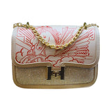 Embossed Crossbody Bag Horse Print with Gold Chain Strap - Glagil