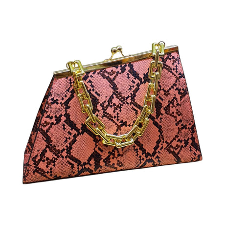 Snake Print Handbag with Gold Chain - Glagil