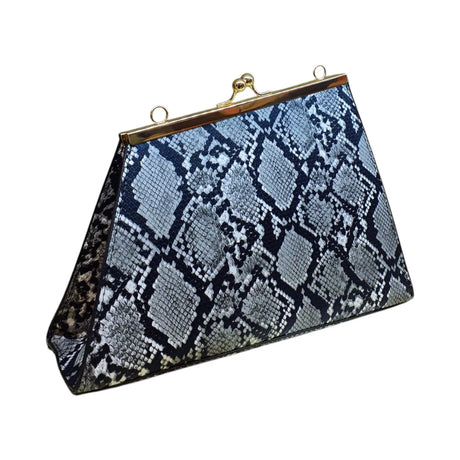 Snake Print Handbag with Gold Chain - Glagil