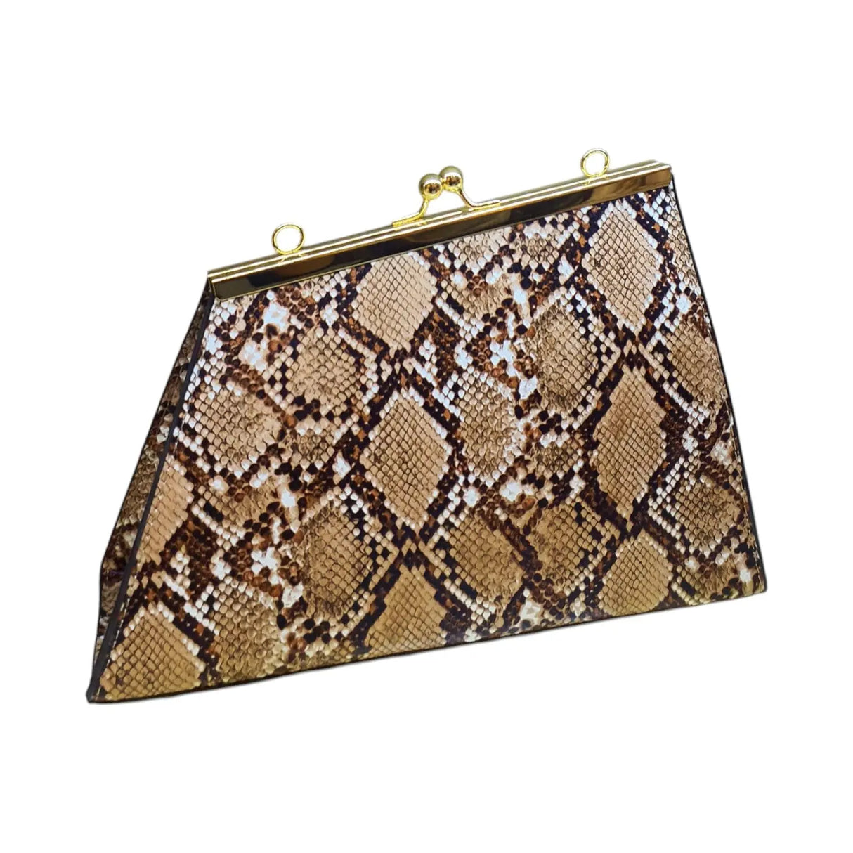 Snake Print Handbag with Gold Chain - Glagil