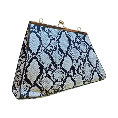 Snake Print Handbag with Gold Chain - Glagil