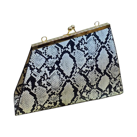 Snake Print Handbag with Gold Chain - Glagil