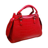 Croc Embossed Handbag with Buckle and Zipper Pocket - Glagil