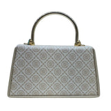 MS Women's Monogram Top Handle Handbag with Gold Flap - Glagil