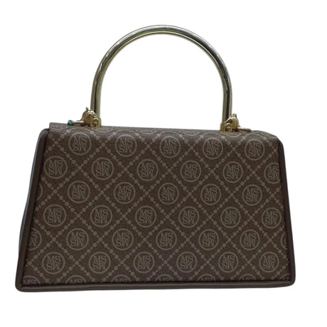 MS Women's Monogram Top Handle Handbag with Gold Flap - Glagil