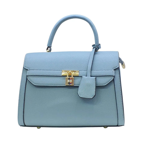 Miss Alita Curved Leather Handbag with Small Lock - Glagil