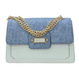 Miss Alita Two-Tone Denim and Leather Shoulder Bag - Glagil