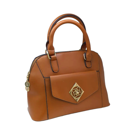 Dome Leather Handbag with Gold Accent - Glagil