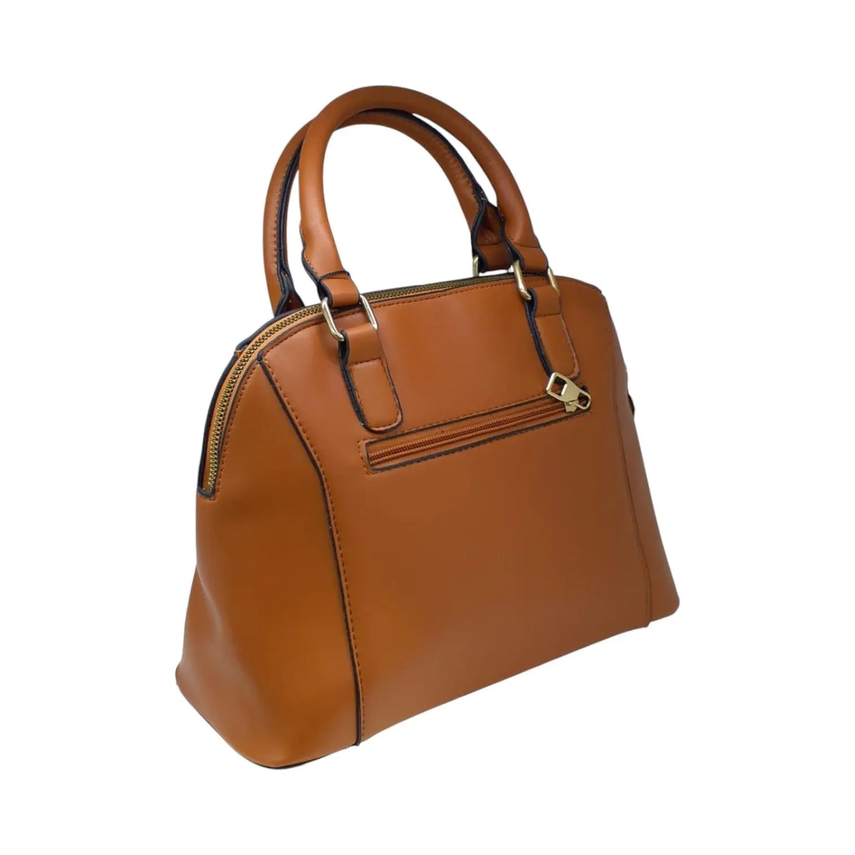 Dome Leather Handbag with Gold Accent - Glagil