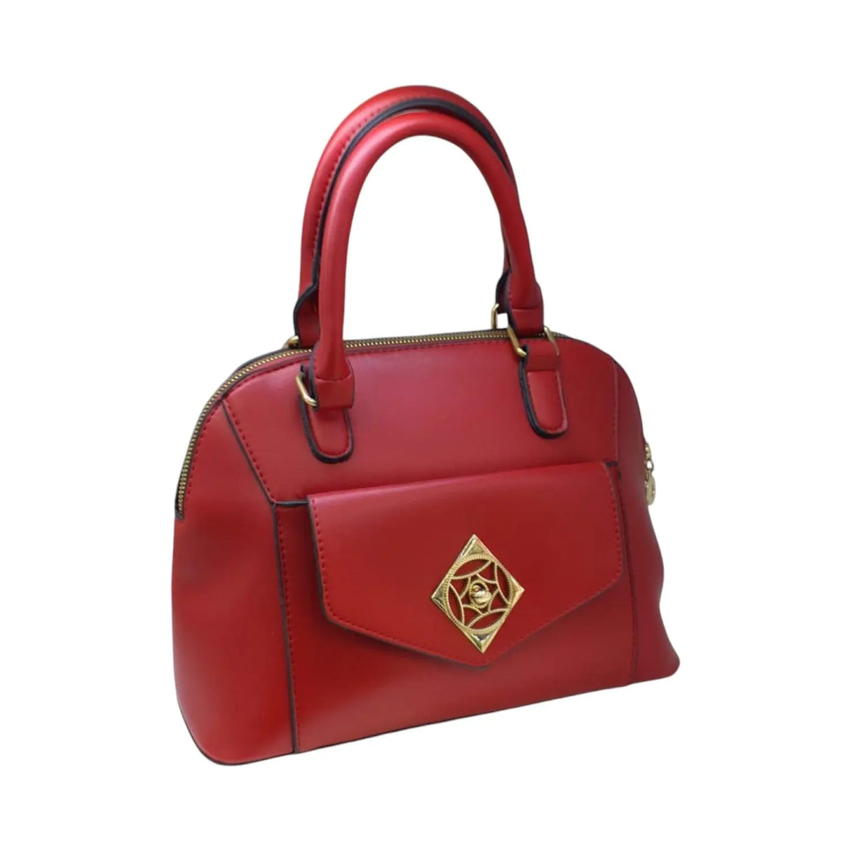 Dome Leather Handbag with Gold Accent - Glagil