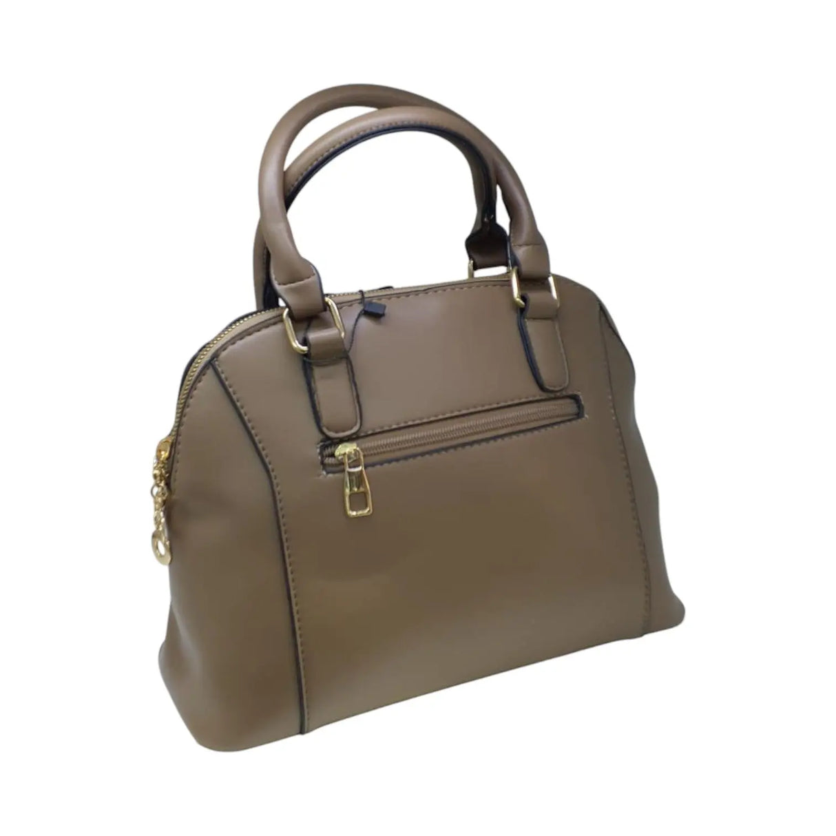 Dome Leather Handbag with Gold Accent - Glagil