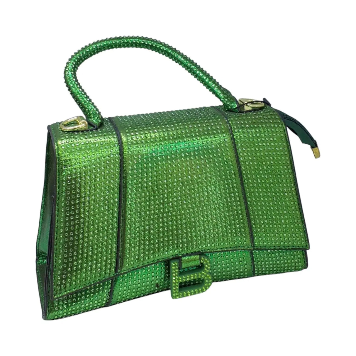 Metallic Rhinestone Handbag - Glagil