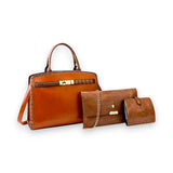 Women's 3-Piece Croc-Embossed Handbag Set - Glagil