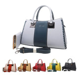 Bs Stylish Color-Block Leather  Handbag Set with Wallet - Glagil