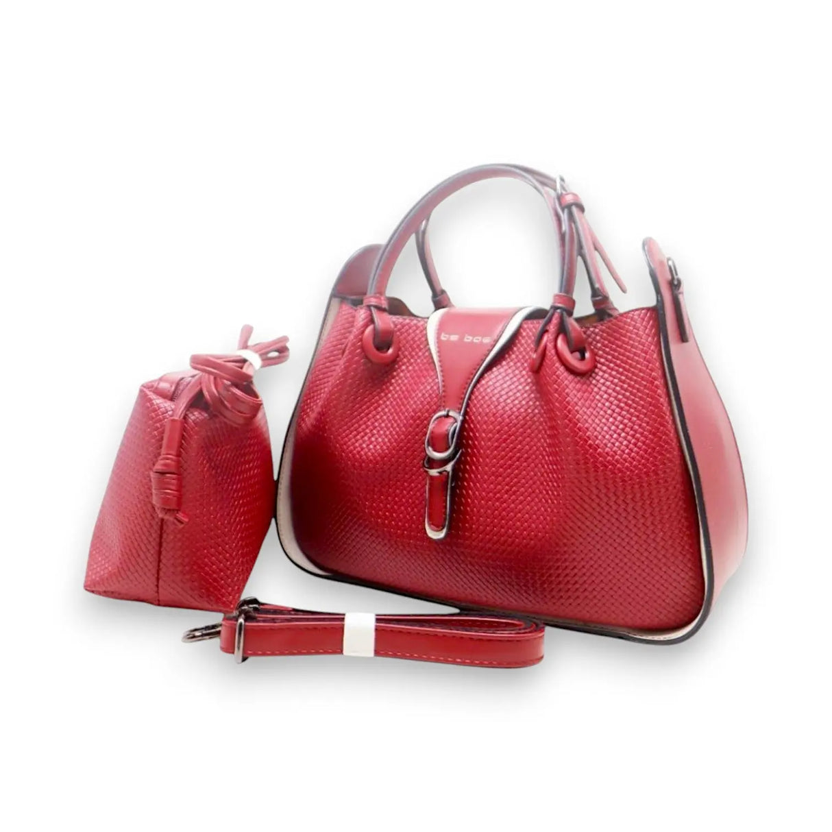 BS Textured Handbag with Pouch and Adjustable Strap - Glagil