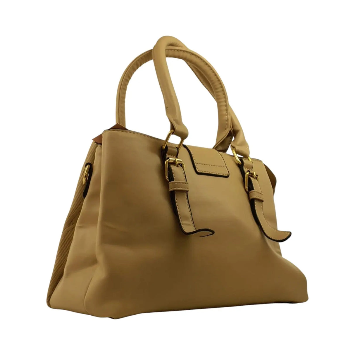 Textured Handbag with Gold Buckle - Glagil