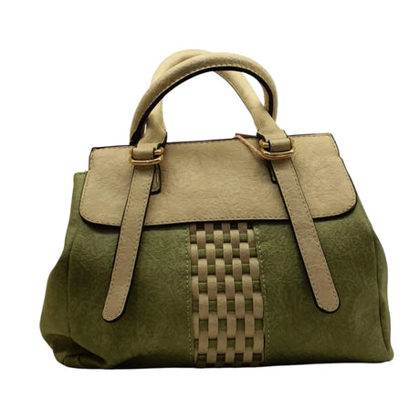 Woven Synthetic Leather Dual Tone Bag - Glagil