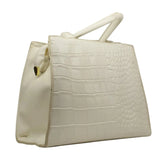 Crocodile-Embossed Handbag with Buckle Accent - Glagil