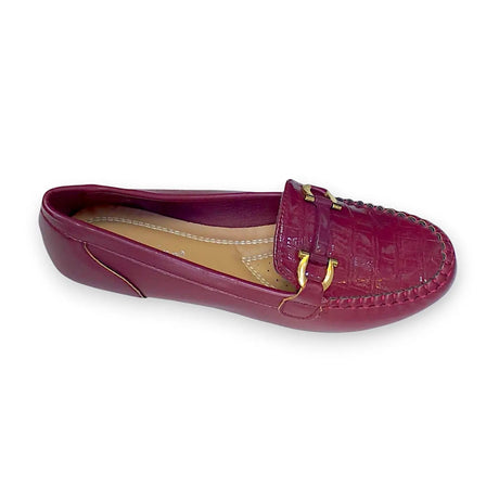 ValenBella Loafer Flats  Croc Embossed with Gold Buckle - Glagil