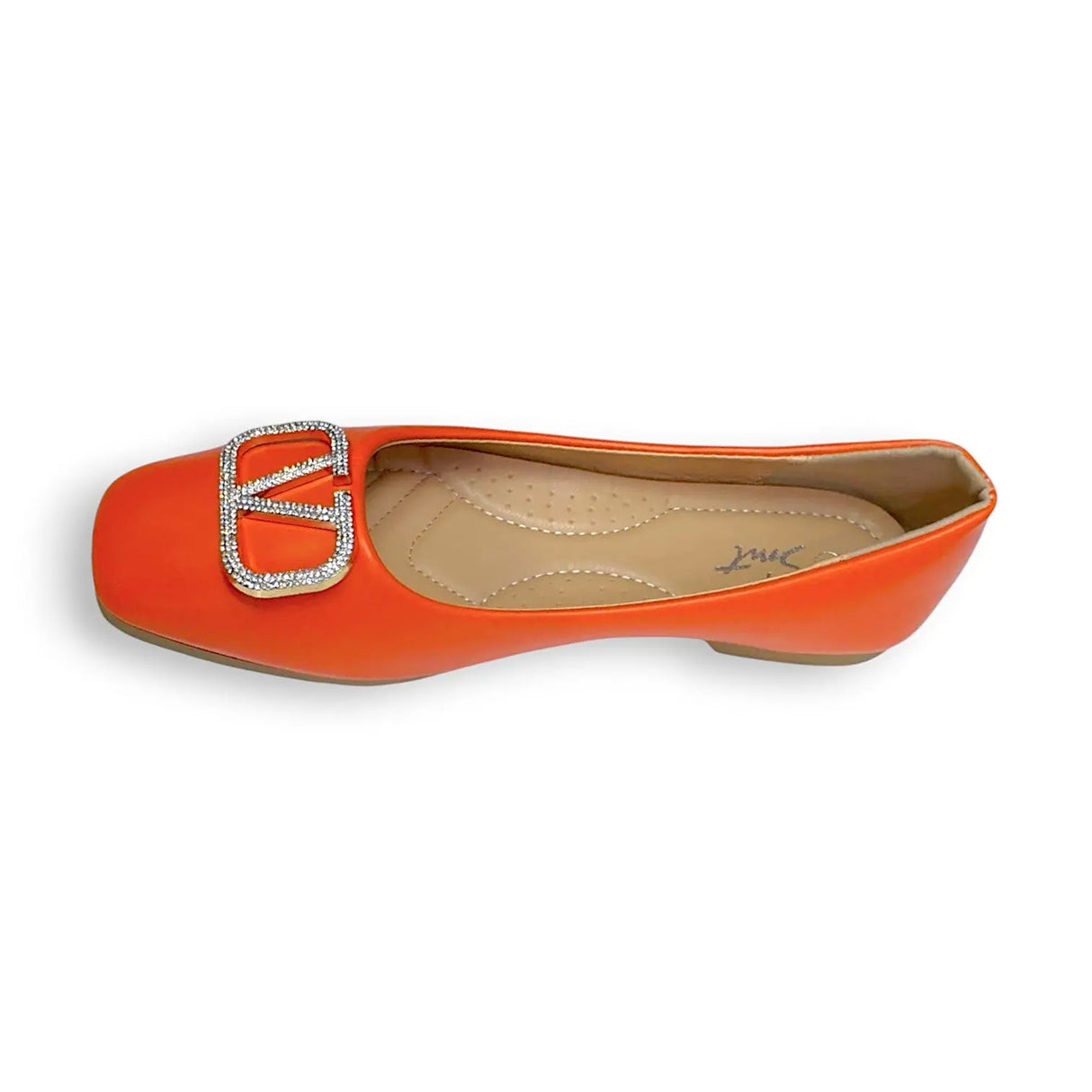 Smt Stylish Square-Toe Ballet Flats with V Buckle Detail - Glagil