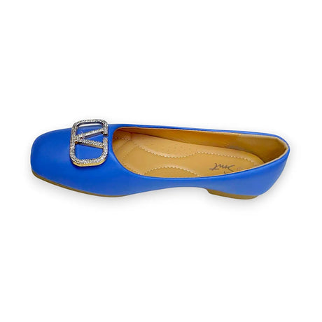 Smt Stylish Square-Toe Ballet Flats with V Buckle Detail - Glagil