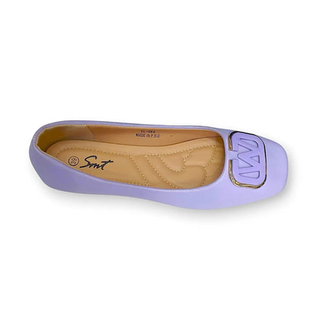 Smt Stylish Square-Toe Ballet Flats with W Buckle Detail - Glagil