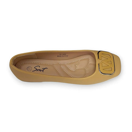 Smt Stylish Square-Toe Ballet Flats with W Buckle Detail - Glagil