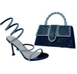 Yunai Strappy Rhinestone Spiral High Heels and Twisted Rope Handle Bag Set - Glagil