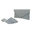 Fashion Rhinestone Pointed Flat Mule Sandal and Envelop Clutch Set - Glagil