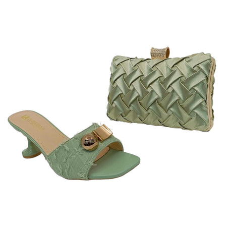 Aimeigao Fabric Sandals and Satin Woven Clutch Bag Set - Glagil