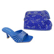 Qq Fish Open Toe Square Rhinestone Heels and Leaf Embellished Handbag Set - Glagil