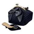 Saider Woven Bow Handbag and Pointed Mule Heels Set - Glagil